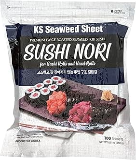 Twice Roasted Seaweed Sheets - 7.50 in x 8.25 in, 100 Sheets – 250 grams (Also Available in 50 sheets -125 grams)