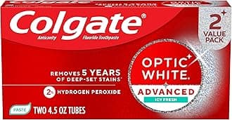 Optic White Advanced Teeth Whitening Toothpaste, 2% Hydrogen Peroxide Toothpaste, Icy Fresh, 4.5 Oz, 2 Pack