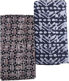 PRIYANSHI Men's Casual Style Pure Relaxed Fit Wex Batik Handloom Lungis For Men Set Of 2 (2 25 Mtr) Blue & Brown