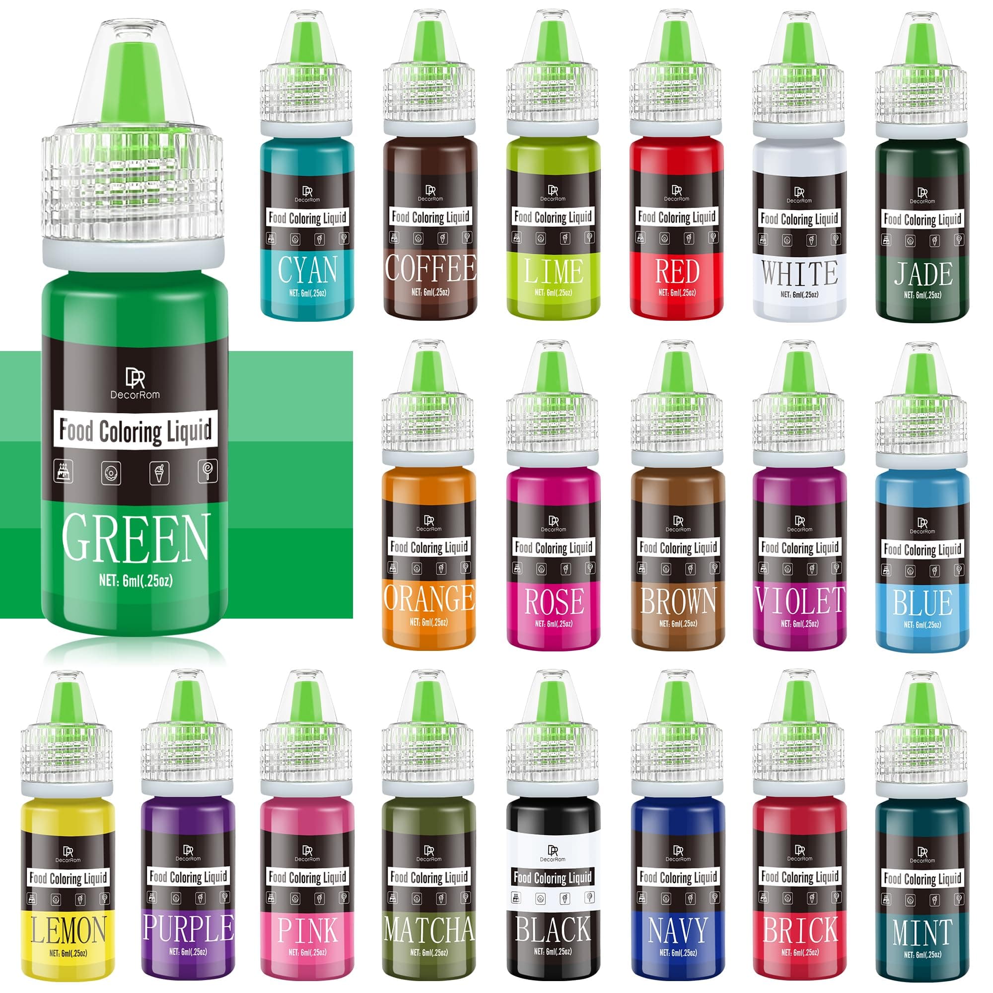 20 x 6ml Food Coloring