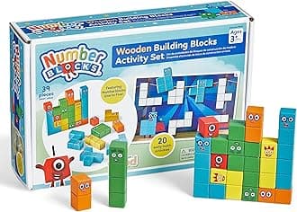 hand2mind Numberblocks Wooden Building Blocks Activity Set, Wood Stacking Toy, Counting Blocks, Numbers for Toddlers, Math Games, Preschool Learning Activities,Birthday Gift, 39 Pieces