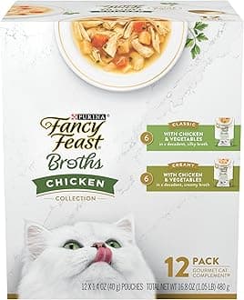 Purina Chicken Broth Complement Lickable Grain Free Wet Cat Food Variety Pack - (Pack of 12) 1.4 oz. Pouches