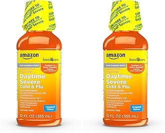 Severe Daytime Cold and Flu, Maximum Strength Liquid Cold Medicine, Non-Drowsy, Multi-Symptom Relief, for Adults,Children Age 6 and Over, Original, 12 fl oz (Pack of 2)