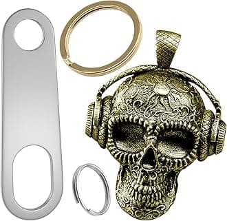 Motorcycle Guardian Luck Bell Rock Skull Biker Gremlin Bell Car Key Chain Ring Accessories with Motorcycle Bell Hanger