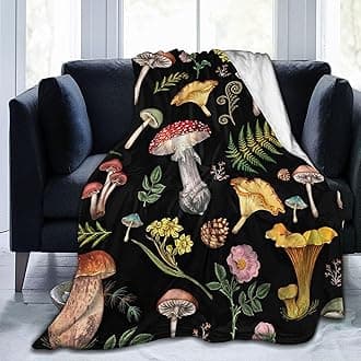Mushroom Flannel Fleece Bed Blanket Throw Blanket for Kids Lightweight Cozy Plush Blanket for Bedroom Living Rooms Sofa Couch 150x200cm(60x80 Inch)