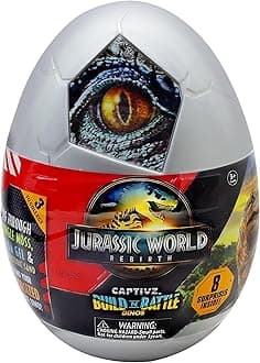 Jurassic World REBIRTH CAPTIVZ SURPRISE EGG. EXCLUSIVE SUPER SIZED POP N LOCK DINOS. IDEAL PRESENT FOR BOYS AND GIRLS, 12 cm