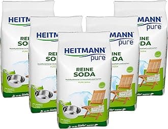 HEITMANN pure Pure soda: ecological multi-purpose cleaner for the household, addition to detergent and cleaning agent, 5 x 500 g