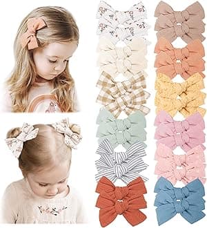 Niceye 24 PACK Baby Girl Hair Clips Set, Hair Bows Barrettes Handmade Accessories Alligator Clip for Babies Infant Toddlers Kids in Pairs