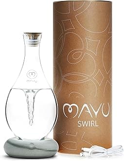 Swirl, structured water device, 1.5 liter glass jug, rechargeable ceramic base (grey stone), improves reverse osmosis, purified or filtered water, vortex oxygenates, supports