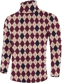 Poriff Men's Casual Slim Fit Basic Tops Knitted Thermal Turtleneck Pullover Sweater