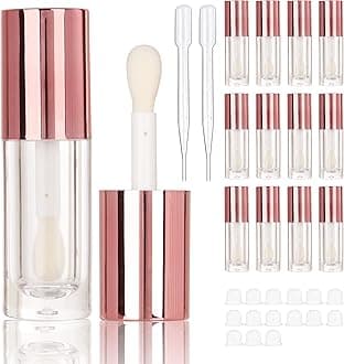 COSIDEA 14pcs Empty 6ml big doe foot wand Chunky lip gloss tubes for DIY lipgloss,Pink round lipgloss containers tubes with thick wand, Rose gold, 4-4.5 Years 3X-Narrow Little Kid, Tube