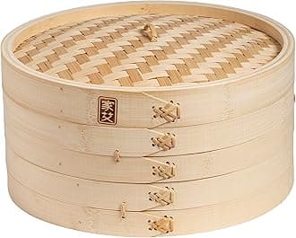 2-Tier Bamboo Steamer Baskets, 12-Inch