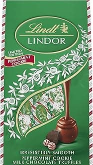 Lindor Limited Edition Peppermint Cookie Milk Chocolate Truffles Stocking Stuffer Gift Bag, 5.1 Oz
