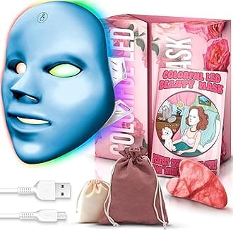 Red Light Therapy for Face, Led Face Mask Light Therapy, 7-1 Colors LED Facial Skin Care Mask, Salon Effect at Home (Blue)