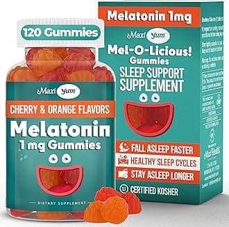 1mg Melatonin Gummies – Kids Melatonin Chewables with Natural Cherry & Orange Flavor – Adult and Baby Sleep Help Supplement to Support Restful Nights (120 Count)