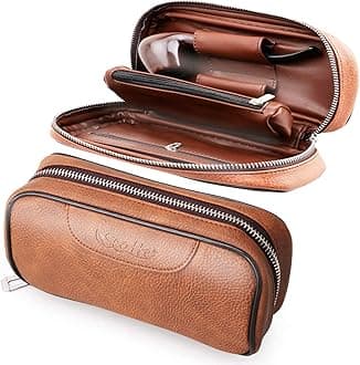 PU Leather Tobacco Smoking Wood Pipe Pouch case/Bag for 2 Tobacco Pipe and Other Accessories(Does not Include Pipes and Accessories)