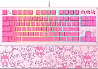 Ornata V3 TKL Gaming Keyboard: Low-Profile Keys - Mecha-Membrane Switches - UV-Coated Keycaps - Backlit Media Keys - 8-Zone RGB Lighting - Magnetic Wrist Wrest - Hello Kitty & Friends Edition