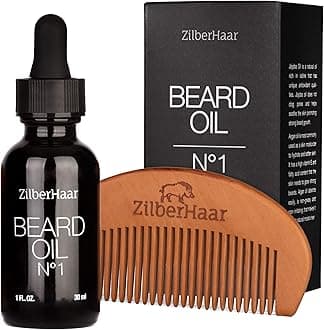 ZilberHaar Beard Oil №1 - Pure, Organic Moroccan Argan and Jojoba Oil for Natural Beard Growth and Hydration - 1 oz - Free Beard Comb Gift