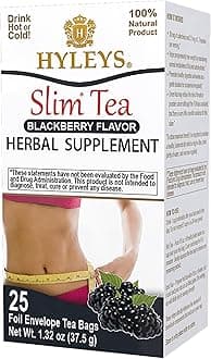 Hyleys Slim Tea Blackberry Flavor - Weight Loss Herbal Supplement Cleanse and Detox - 25 Tea Bags (1 Pack)