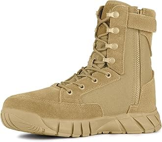 FREE SOLDIER Men's Tactical Boots 8 Inches Lightweight Combat Boots Durable Suede Leather Military Work Boot Desert Boot