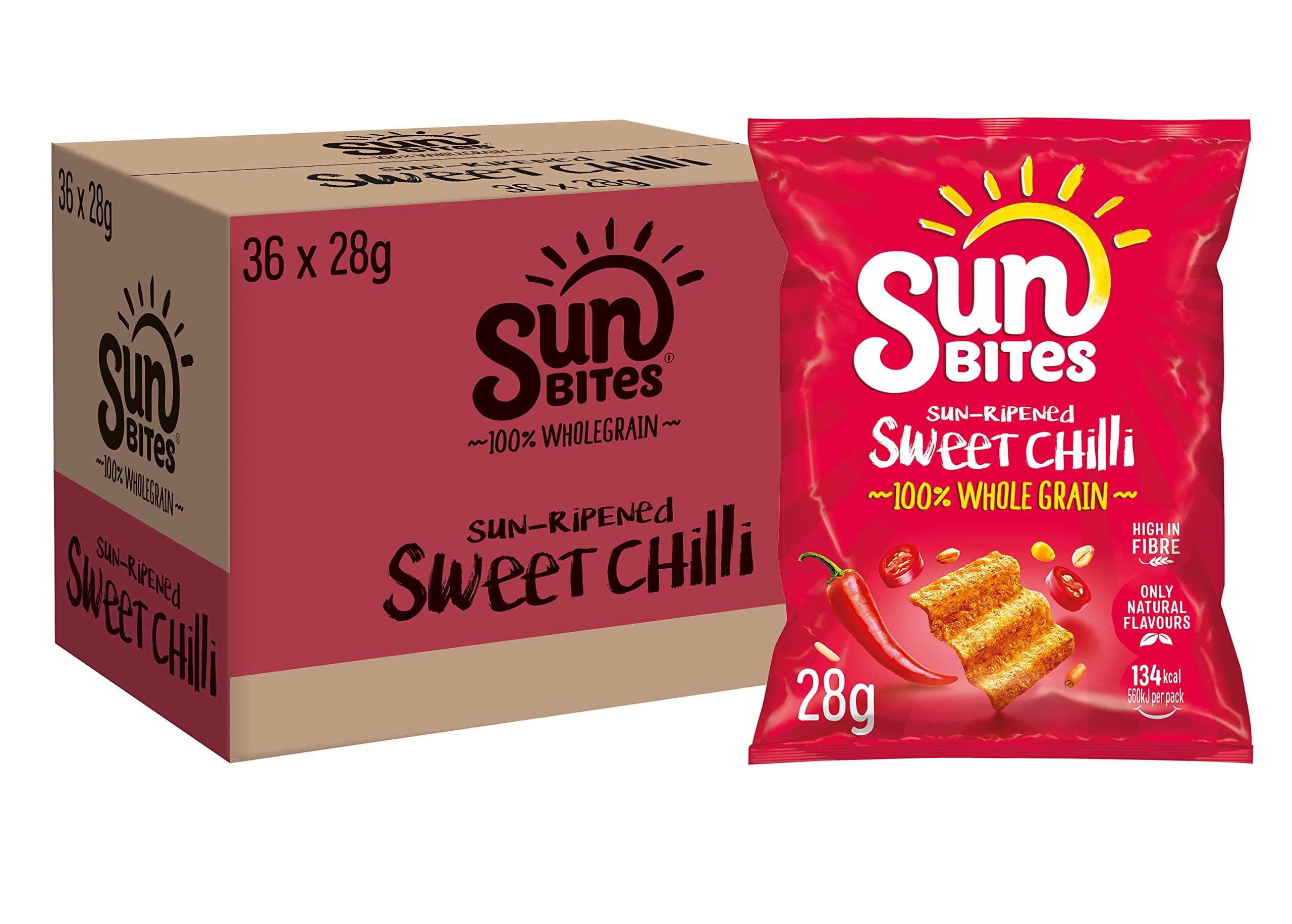 Sun Bites Sun Ripened Sweet Chilli, 28 g (Pack of 36)