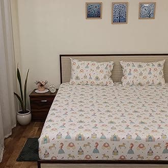 Cottington Lane Microfibre Kids Single Printed Bedsheet Set - Lightweight & Durable, Wrinkle Free Hypo-Allergenic - Includes 2 Pillow Covers (Little Princess), 186 TC, Single Bed Size, White