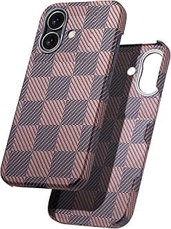 Aramid Fiber for iPhone 16 Case,Compatible with Magnet,Slim & Light Case for iPhone 16, Case-Less Touch Feeling, Checkerboard