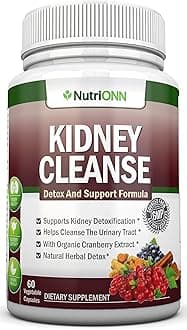 KIDNEY CLEANSE - Detox and Support For Urinary Tract, Bladder and Kidneys - All Natural Herbal Supplement Formula With Organic Cranberry, Astragalus, Turmeric, Goldenrod, Gravel Root, Juniper and More