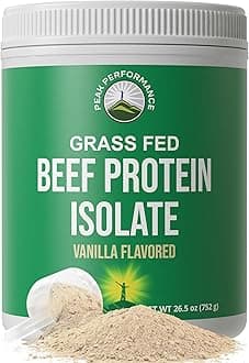 Grass Fed Beef Protein Powder - Lactose Free Great Tasting Beef Protein Isolate. Complete Animal Based Non Dairy Paleo Carnivore Supplement for Prime Muscle Building. No Whey. Vanilla Flavor