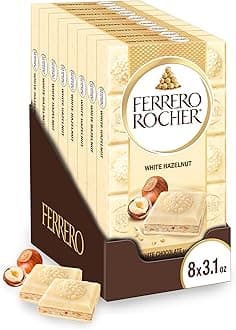Ferrero Rocher Premium Chocolate Bars, 8 Pack, White Chocolate Hazelnut, 3.1 oz Each