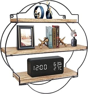 TFER Black Floating Shelves Wall Mounted Hanging Shelf Rustic Farmhouse Shelves for Wall Decor,Storage | Metal Bracket and Reclaimed Natural Wood Shelf for Living Room,Bedroom,Bathroom,Kitchen