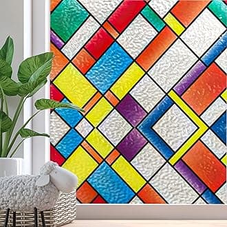 Zindoo Stain Glass Window Film Self Adhesive, Frosted Window Film Privacy Patterned, 3D Window Privacy Film, No Glue Glass Covering Opaque Decorative Stickers Static Cling for Home, 30x200 cm