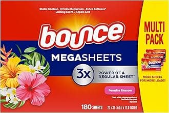 Bounce Lasting Fresh Mega Fabric Softener Dryer Sheets, Outdoor Fresh & Clean for Long Lasting Freshness, 180ct