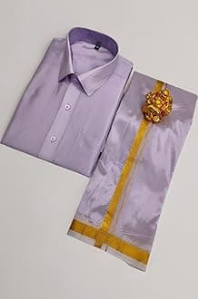 Men's Fashion Art Silk Shirt And Dhotis Combo - Full Sleeve