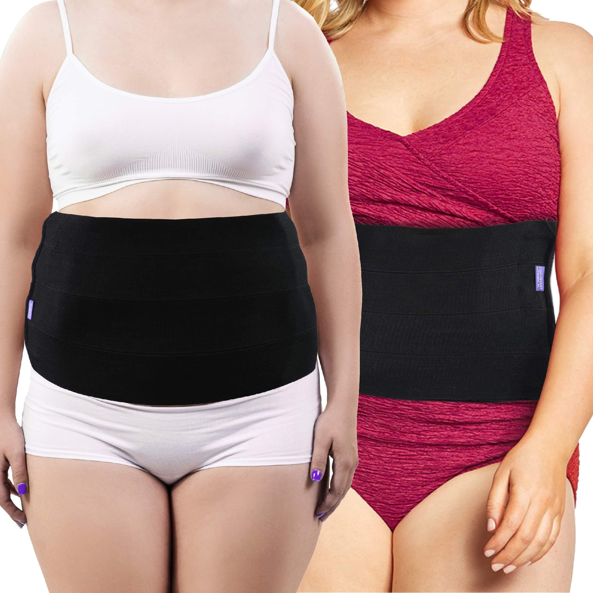 Plus Size Post Surgery Abdominal Binder I Bariatric Stomach Wrap I Hernia Support for Women and Men I Obesity Girdle great for Liposuction, Postpartum, C-section, Hernia-Size Wide 2XL