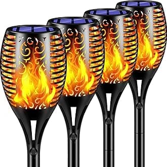 TomCare Solar Lights Outdoor 99 LED Higher & Larger Flickering Flame Solar Torch Lights 43" Waterproof Outdoor Lighting Solar Powered Pathway Walkway Lights for Outside Garden Patio Yard, 4Pack