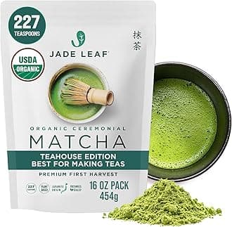 Jade Leaf Matcha Organic Ceremonial Grade Matcha Green Tea Powder - 100% Pure Japanese First Harvest Green Tea for Ceremonies, Usucha, Lattes 454g / 16 Ounce Bulk Pouch (Pack of 1)