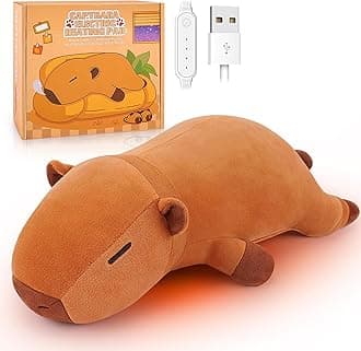 Electric Heating Pad for Period Cramps, Cuddly Soft 14" Capybara Plush with a Hot Soft Belly USB Powered, Menstrual Heating Pad Neck Shoulder Pain Relief, Gift for Women Daughter Wife