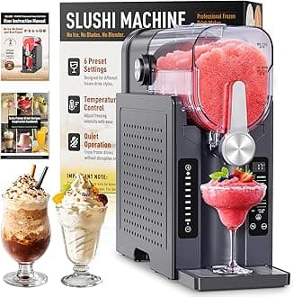 Slushie Machine: No Ice Needed Slushy Machine for Home, 6 Preset, Real-Time Temp Display, Auto-Clean | Frozen Margaritas, Cocktails, Frappés, Ice Cream, Smoothies, Milkshakes,Summer Parties