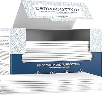 100% Pure Cotton Face Towels – 80 Count Large Disposable Wash Cloths for Face Washing, Makeup Removal & Acne Care | Ultra Soft, Hypoallergenic & Fragrance-Free
