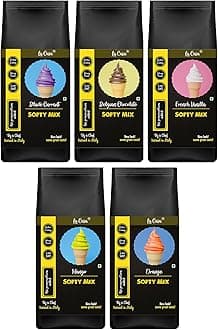 La Casa Soft Serve or Softy Premix | Combo Pack of 5 | Extra Creamy & Strong Flavor | 5x250g |