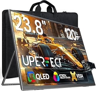 UPERFECT 24" 120Hz QLED Portable Monitor 1080P 125% sRGB 400Nits w/Stand & VESA, HDMI USB-C FHD Travel Monitor for Laptop/Gaming Devices/Phone/Mini PC, External Second Screen for Gaming & Work