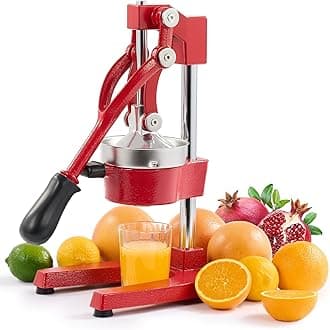 Commercial Grade Citrus Juicer Professional Hand Press Manual Fruit Juicer Heavy Duty Orange Juicer Citrus Orange Lemon Lime Pomegranate,Red