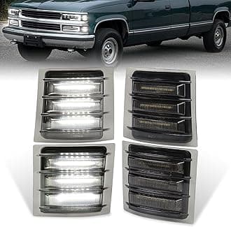LED Side Marker Light Assembly with White Sequential Turn Signal LED Front Corner Lights Compatible with 1994-1998 Chevy C/K 1500 2500 3500 C10 Silverado Tahoe Suburban(NOT FIT for GMC)
