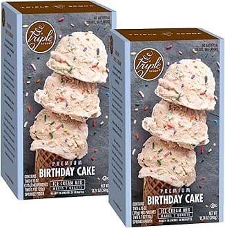 Premium Birthday Cake (2) Ice Cream Mix For Ice Cream Maker. Simple, Easy, Delicious. From Gourmet Mix To Maker in 5 Minutes, Makes 2 Creamy Qrts, Made in USA (2 Pack, Birthday Cake)
