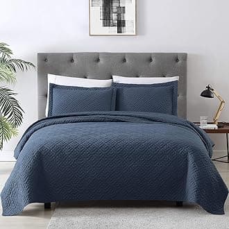 EXQ HomeQuilt Set Square Navy Full/Queen