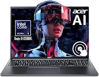 AcerSwift Go 16" Touch AI Ready 16:10 2024 Laptop, Intel EVO Core Ultra 9-185H(Beats i9-12900HK), Intel ARC Graphics, Thunderbolt 4, QHD Webcam, Wi-Fi 7, win11, w/HDMI (32GB RAM | 2TB SSD)