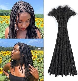 14 Inch 10 Strands Loc Extensions Human Hair 0.6cm Width Handmade Permanent Human Hair Dreadlock Extensions Can be Dyed and Bleached