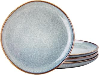 AmorArcCeramic Plates Set of 4, 8.5 Inch Handmade Reactive Glaze Stoneware Plates set for Dessert, Salad, Appetizer, Small Dinner Plates, Microwave & Dishwasher Safe, Scratch Resistant