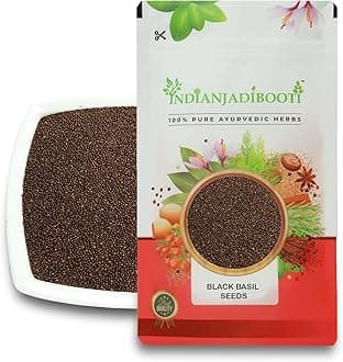- IndianJadiBooti Beej Tulsi - Tulsi Manjari - Shyama Tulsi Seeds (Edible) - Krishna Basil Seeds,100 Gram (Pack of 2)